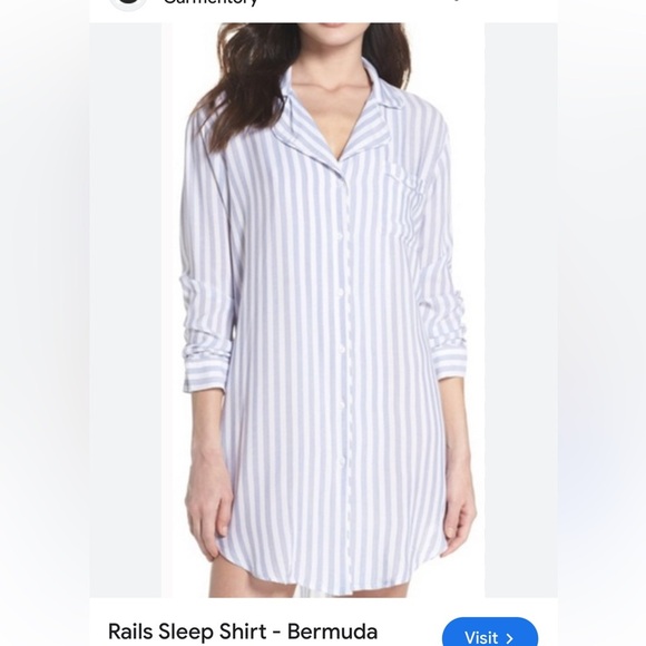 RAILS Acadia Soft Striped Sleep Shirt in White blue size L - Picture 1 of 9